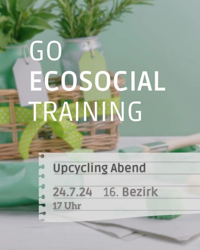 ♻️ GEST 4 ♻️

Somit unser letzter Workshop dieses Semester - ein entspannter Abend mit Upcycling und plaudern!

Super Gelegenheit um Össfo kennenzulernen! 
Komm vorbei am 24.7. ab 17 Uhr für ein gemütliches Miteinander mit Nachhaltigkeitseffekt! 

@recycling.kosmos
Kirchstetterngasse 60, 1160 Wien
Ab 17 Uhr

Schreib uns, wenn du dazukommst! Wir freuen uns auf dich!

Gerne etwas zum basteln / recyclen / reparieren mitnehmen!!